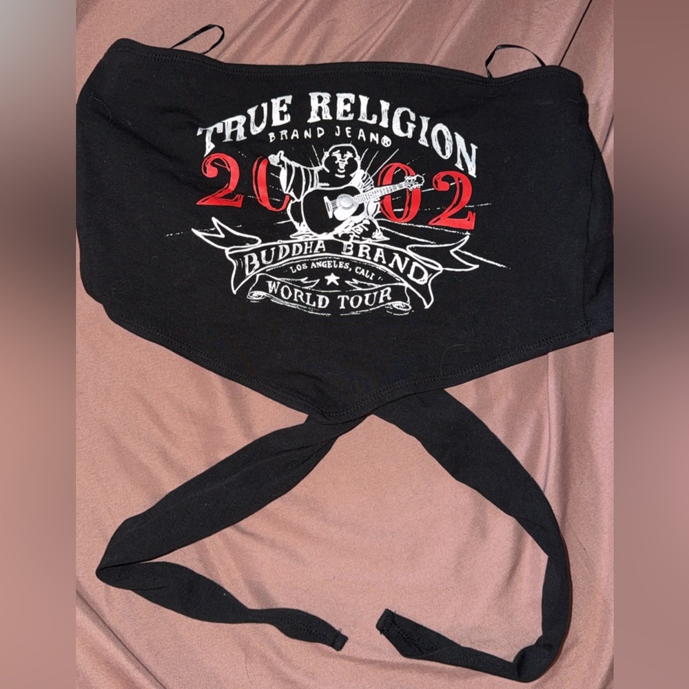 True Religion Black Branded Tee with Subtle Logo